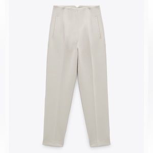 Zara | Crème High Waisted Office Pants